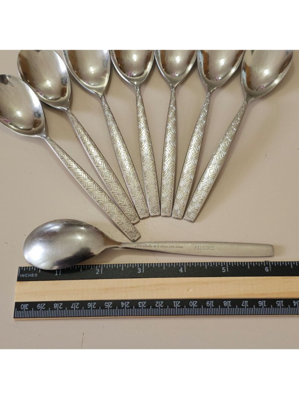 4 Noritake Allegro Teaspoon Spoons 6" silverware flatware replacement MCM vtg - Picture 5 of 8